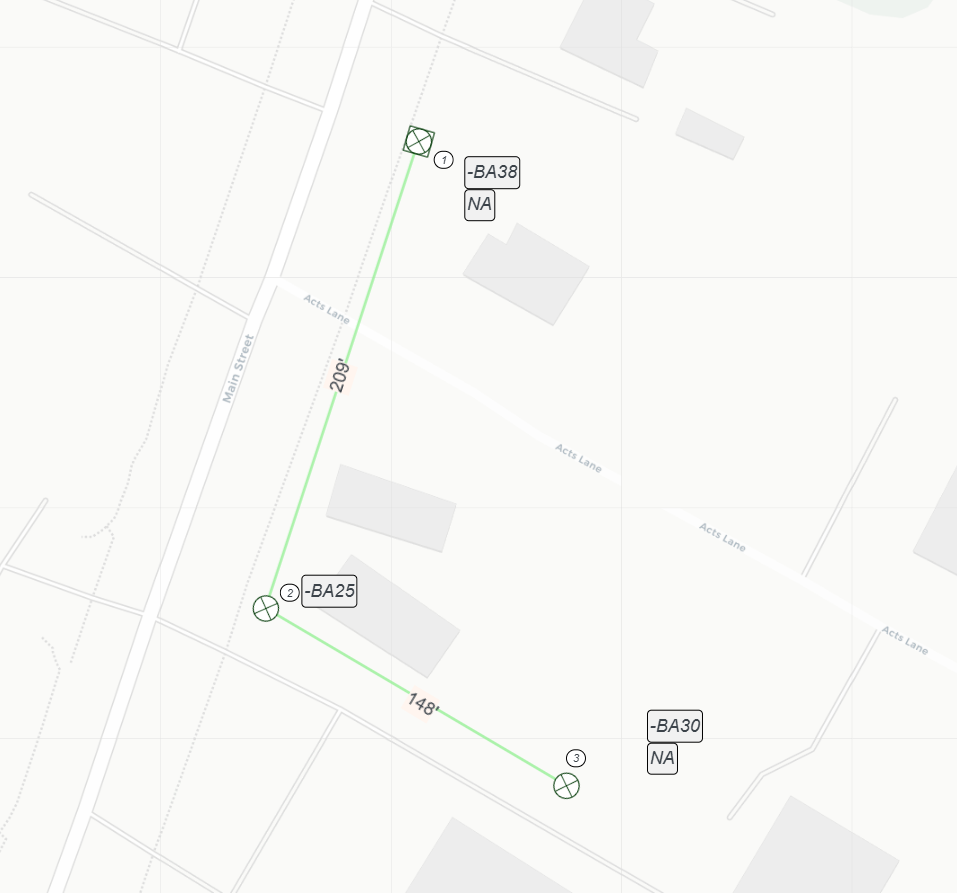 Detailed route view along roads