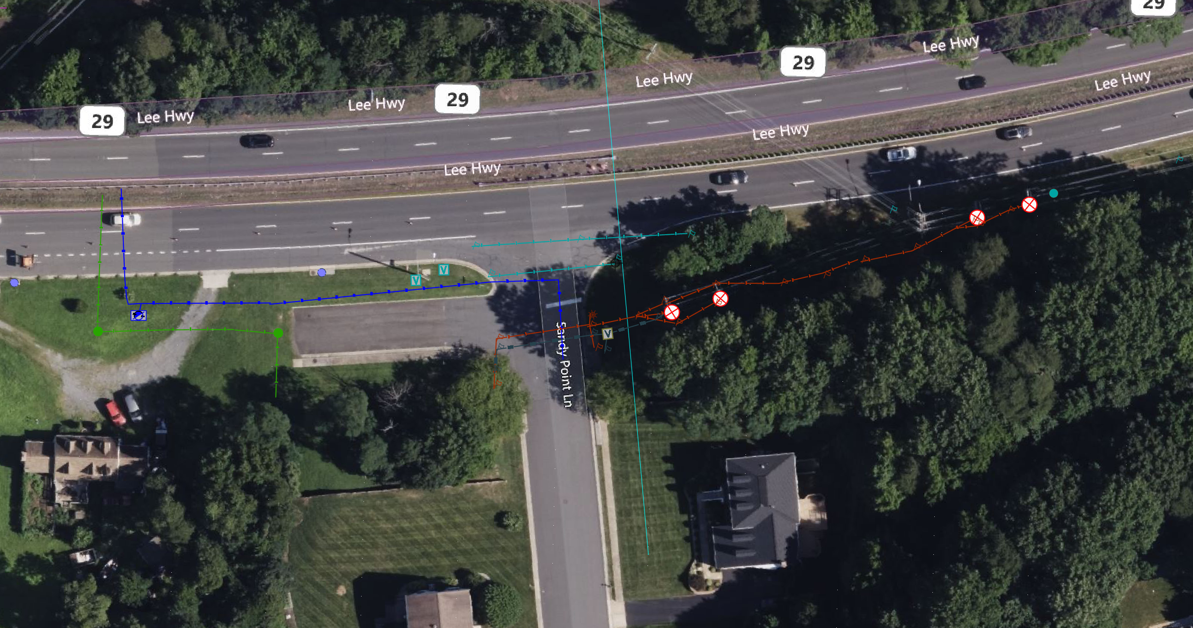 Same intersection rendered as CAD drawing